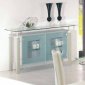 D107 Buffet w/Glass Top & Beige Legs