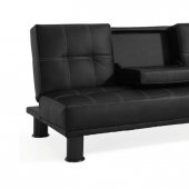 Black Bicast Modern Sofa Bed w/Wood Base & Plastic Legs