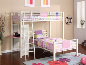 CM-BK1031 Summerville Bunk Bed in Pink & White w/Side Desk [FAKB-CM-BK1031 Summerville]