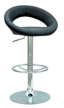 Black & Chrome Set of 2 Modern Barstools w/Adjustable Height [CYBA-0379-AS-BLK]