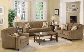 Light Brown Chenille Fabric Modern Sofa & Loveseat Set [ABCS-5019]