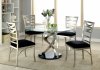 Roxo CM3729 5Pc Dining Set w/Round Table in Metal, Glass & Black