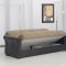 Fabric & Dark Vinyl Two-Tone Modern Sofa Bed w/Optional Items