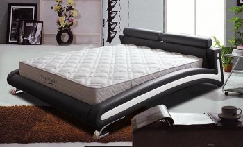 Black & White Leatherette Modern Bed w/Optional Night Stands [SHBS-G820]