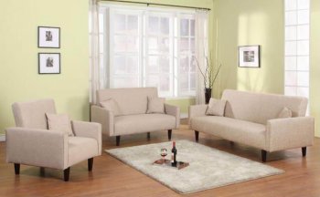 Oatmeal Fabric Modern 3Pc Living Room Set w/Sofa Bed [AHS-Oxford-Oatmeal]