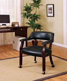 Black Vinyl Traditional Commercial Office Chair w/Casters