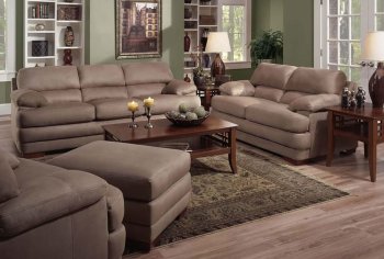 Tan Microfiber Contemporary Set of Sofa and Loveseat [UDS-6698 Tan]