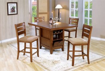 Counter Height Oak Finish Dinette with Wine & Glass Storage Base [CRDS-83-101018]