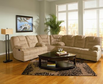 Mocha Padded Microfiber Reclining Sectional Sofa w/High Backs [CRSS-600351]