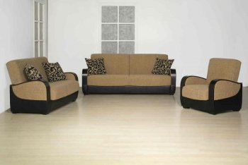 Brown Fabric Living Room w/Sleeper Sofa & Storage [MNSB-FERHAN-brown]