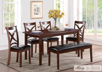 Mary 6Pc Dinette Set w/Side Chairs & Bench [ADDS-Mary]