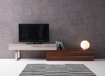 Hudson TV Stand in Walnut & Taupe by J&M Furniture