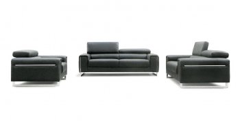 Vegas Black Leather Contemporary Loveseat by J&M [JMS-Vegas-Black]