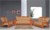 Orange and Beige Two-Tone Leather Living Room Sofa w/Options