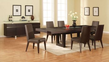 Walnut Finish Modern Dining Room W/Glass Inlay Table [CVDS-Dublin]