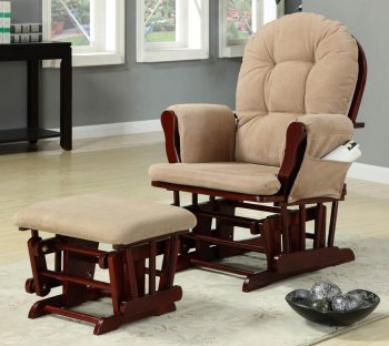 Beige Microfiber Modern Glider Chair w/Ottoman [CRRC-650010]