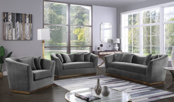 Arabella Sofa 617 in Grey Velvet Fabric by Meridian w/Options [MRS-617 Arabella Grey]