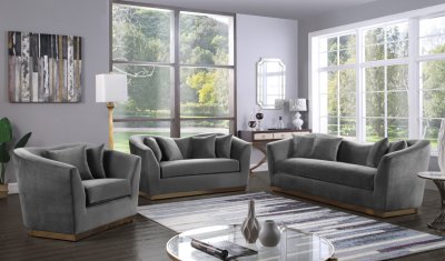 Arabella Sofa 617 in Grey Velvet Fabric by Meridian w/Options