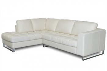 Beige Bonded Leather Valentino Sectional Sofa w/Metal Legs [DSS-Valentino Beige]