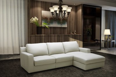 Lauren Sectional Sofa Sleeper in Premium Leather by J&M