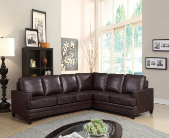 Bevin Sectional Sofa w/Sleeper 53380 in Espresso Leather Match [AMSS-53380-Bevin]