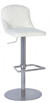 White w/Steel Adjustable Height Swivel Set of 2 Barstools [CYBA-0567-White]