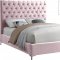 Cruz Bed in Pink Velvet Fabric by Meridian w/Options