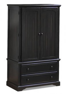 Antique Distressed Ebony Finish Contemporary Armoire