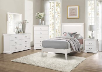 Seabright Youth Bedroom Set 4Pc 1519 in White by Homelegance [HEKB-1519WH-Seabright]