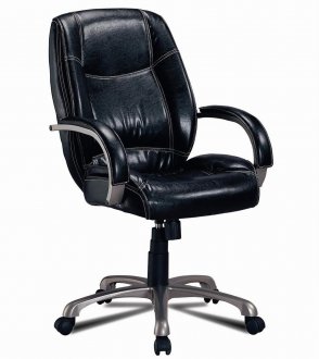 Black Vinyl Leather Cushion Backed Modern Office Chair