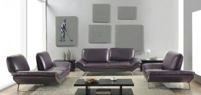 Roxi Sofa in Eggplant Full Leather by At Home USA w/Options