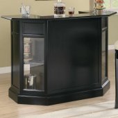 Black Finish Modern Bar Unit w/Wine Rack & Stemware Storage