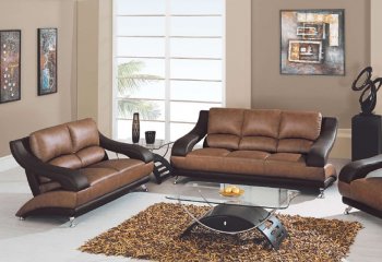 U982 Tan & Brown Bonded Leather Living Room by Global [GFS-U982-Tan & Brown]