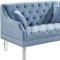 Roxy Sofa 635 in Sky Blue Velvet Fabric by Meridian w/Options