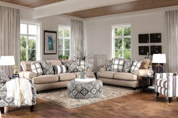 Bernadette Sofa SM8200 in Beige Stain-Resistant Fabric w/Options [FAS-SM8200-Bernadette]