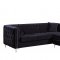 Jesse Sectional Sofa 668 in Black Velvet Fabric by Meridian