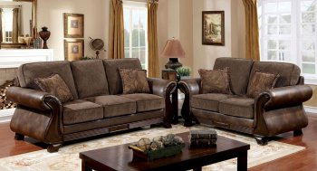 Thomasina Sofa CM6869 in Brown Fabric & Leatherette w/Options [FAS-CM6869-Thomasina]