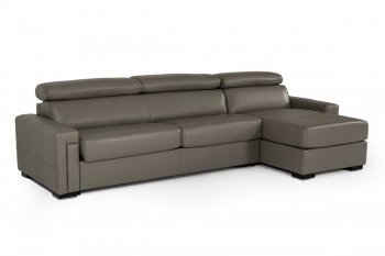 Sacha Sectional Sofa Bed in Dark Grey Full Leather by VIG [VGSS-Sacha Dark Grey]