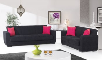 Dolce Sofa Bed in Black Microfiber by Rain w/Optional Items [RNSB-Dolce Microfiber Black]