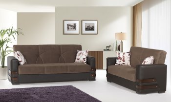 Safir Sofa Bed in Brown Microfiber by Rain w/Optional Items [RNSB-Safir Brown]