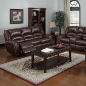 9596 Reclining Sofa in Brown Bonded Leather w/Optional Items