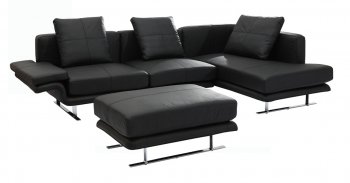 Savoy Sectional Sofa in Black Leather by Whiteline Imports [WLSS-Savoy Black]