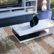 White & Black Finish Modern Coffee Table w/Rotating Drawer