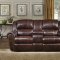 Cognac Brown Bonded Leather Living Room Sofa w/Recliner Seats