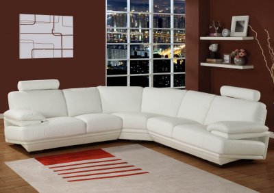 White Color Bonded Leather Upholstery Modern Sectional Sofa