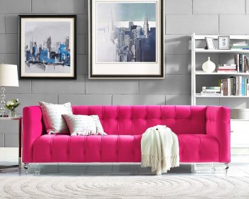 Bea Sofa TOV-S110 in Pink Velvet Fabric by TOV Furniture [TVS-TOV-S110-Bea Pink]