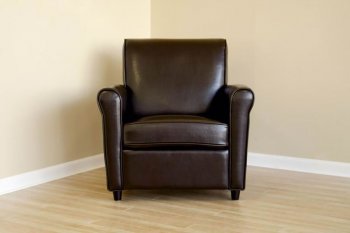 Brown Color Contemporary Leather Club Chair [WICC-A-75Dark brown]