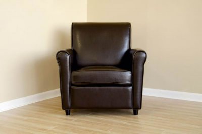 Brown Color Contemporary Leather Club Chair