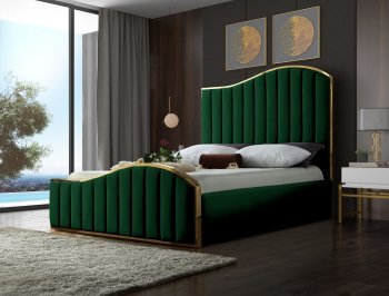 Jolie Bed in Green Velvet Fabric by Meridian w/Options [MRB-JolieGreen]