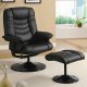 Black Leatherette Modern Reclining Chair w/Ottoman